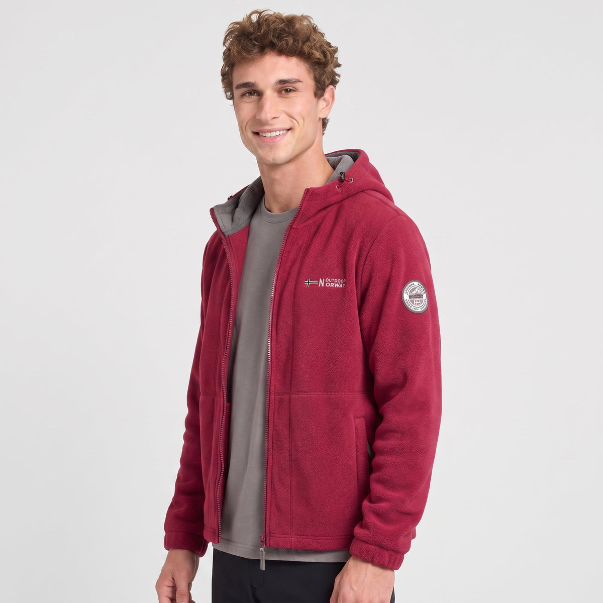 Heren Winddicht Fleece Jack met Capuchon - Gevoerd Fleecevest met Rits