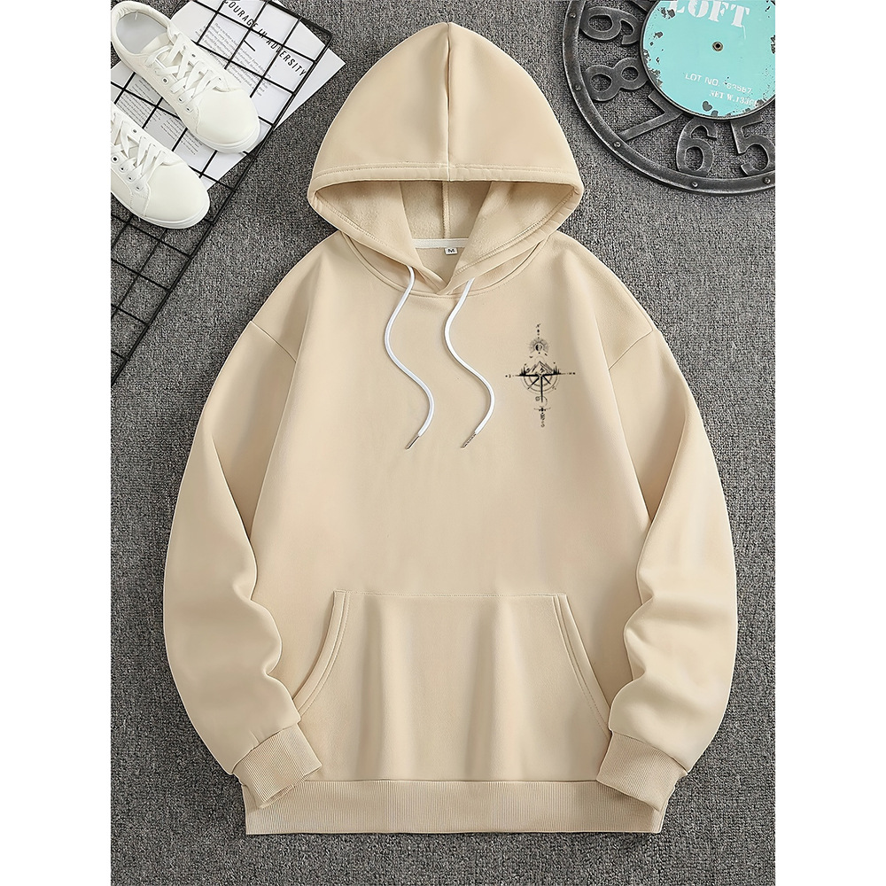 Heren Hoodie Kompas Print – Casual Comfort Sweater