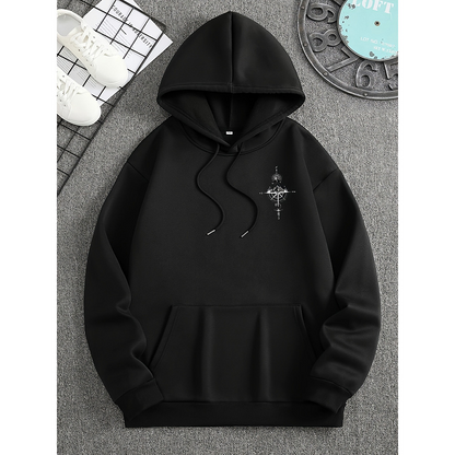 Heren Hoodie Kompas Print – Casual Comfort Sweater