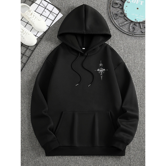 Heren Hoodie Kompas Print – Casual Comfort Sweater