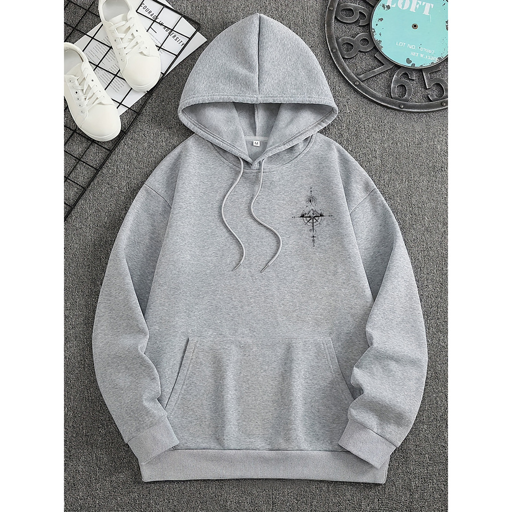 Heren Hoodie Kompas Print – Casual Comfort Sweater