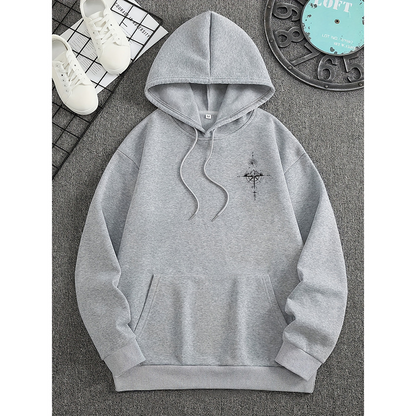 Heren Hoodie Kompas Print – Casual Comfort Sweater