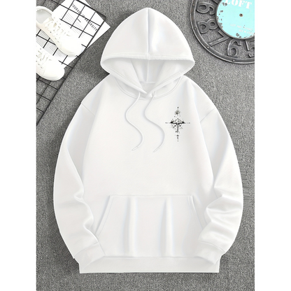 Heren Hoodie Kompas Print – Casual Comfort Sweater