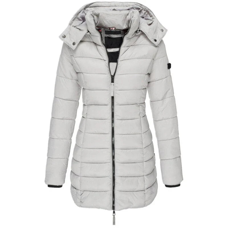 Elva – Warme Damesjas Met Capuchon Warm Lang Winterjas