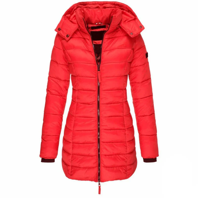 Elva – Warme Damesjas Met Capuchon Warm Lang Winterjas