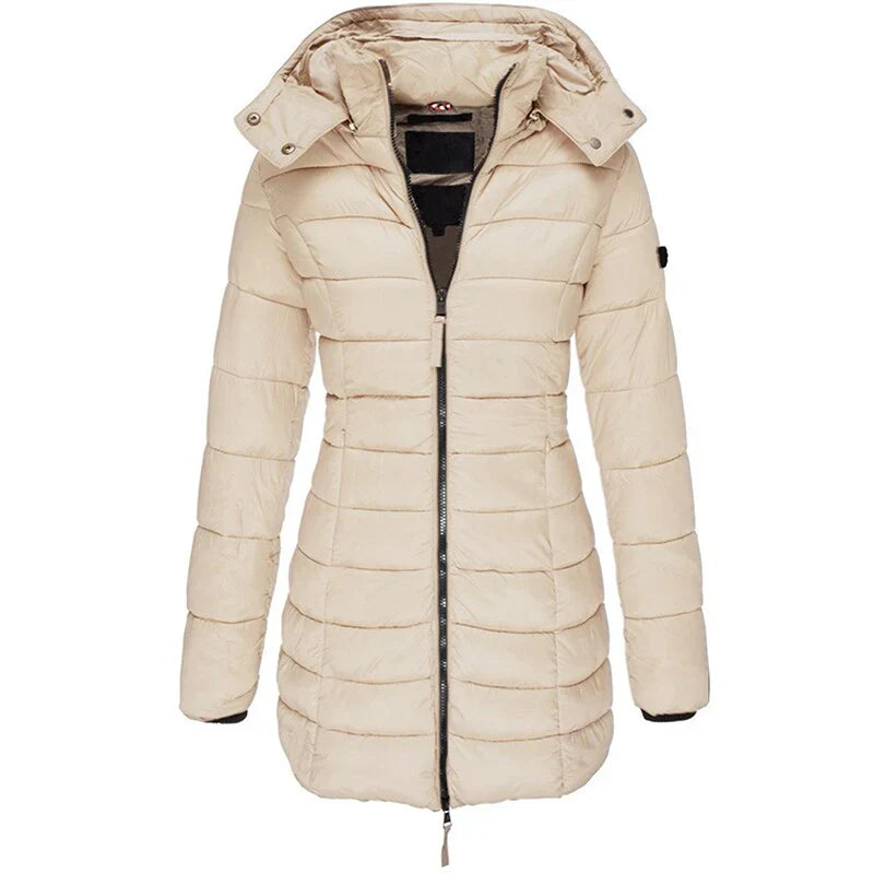 Elva – Warme Damesjas Met Capuchon Warm Lang Winterjas