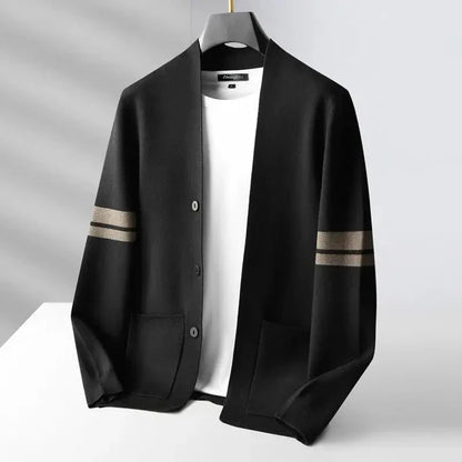 Heren Gebreid Vest – Minimalistisch Design met Strepen en Zakken