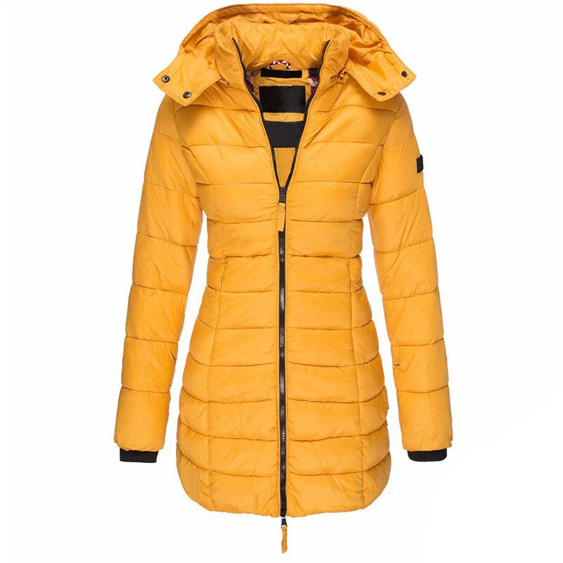 Elva – Warme Damesjas Met Capuchon Warm Lang Winterjas