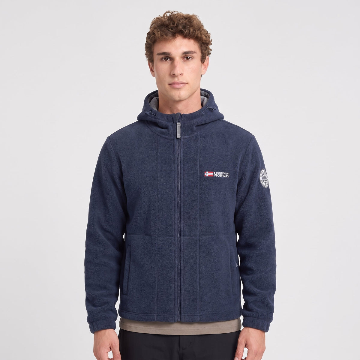 Heren Winddicht Fleece Jack met Capuchon - Gevoerd Fleecevest met Rits