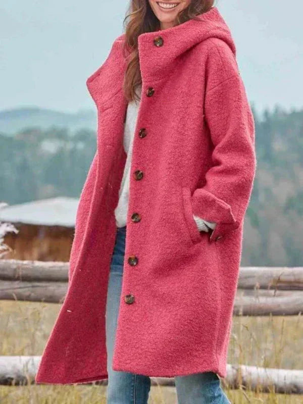 Renaya – Dames Winterjas Lang Getailleerd Elegant Warm Met Zakken
