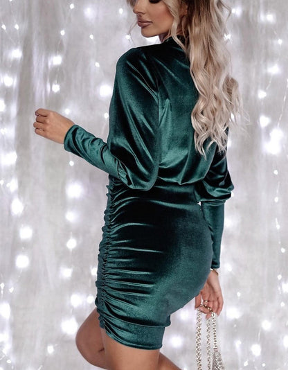 Dames Mini Jurk Feest – Elegante Avondjurk Met Lange Mouwen