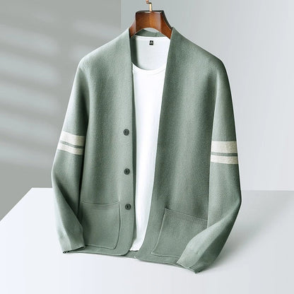 Heren Gebreid Vest – Minimalistisch Design met Strepen en Zakken