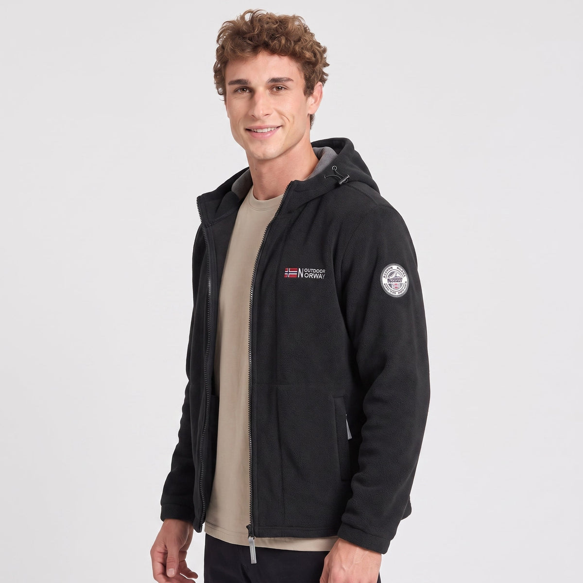 Heren Winddicht Fleece Jack met Capuchon - Gevoerd Fleecevest met Rits
