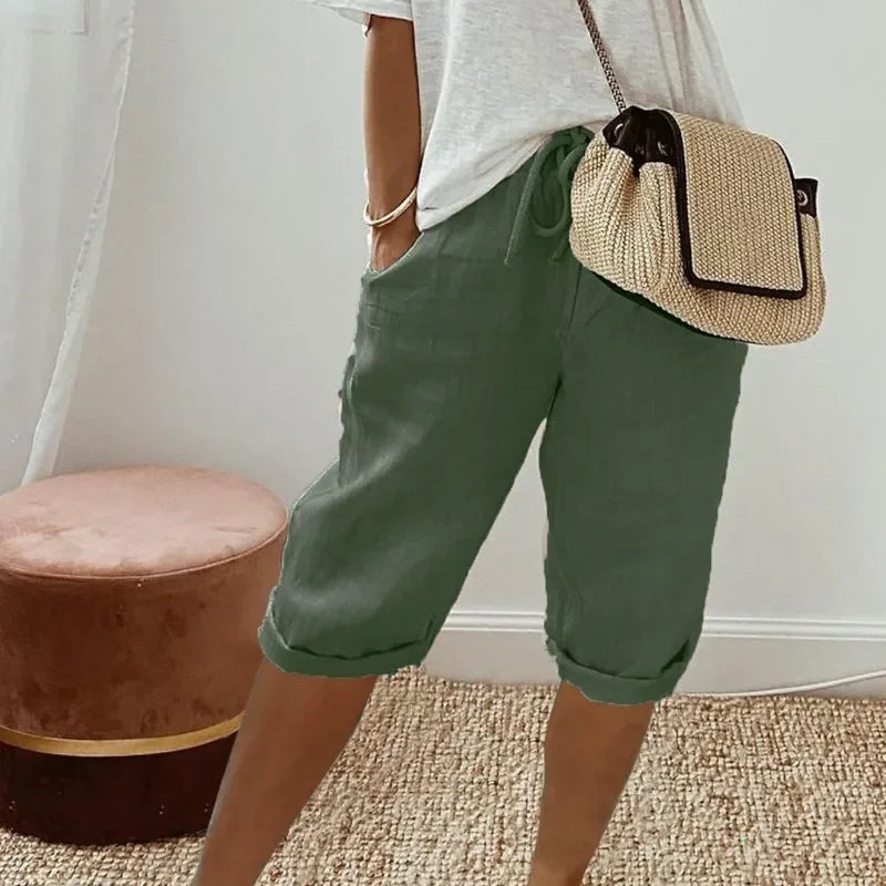 Dames Linnen Short Korte Broek Dames Casual Zomer Shorts