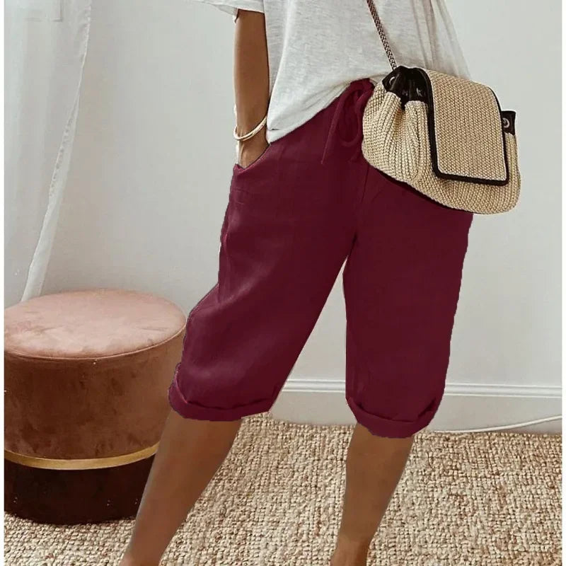 Dames Linnen Short Korte Broek Dames Casual Zomer Shorts