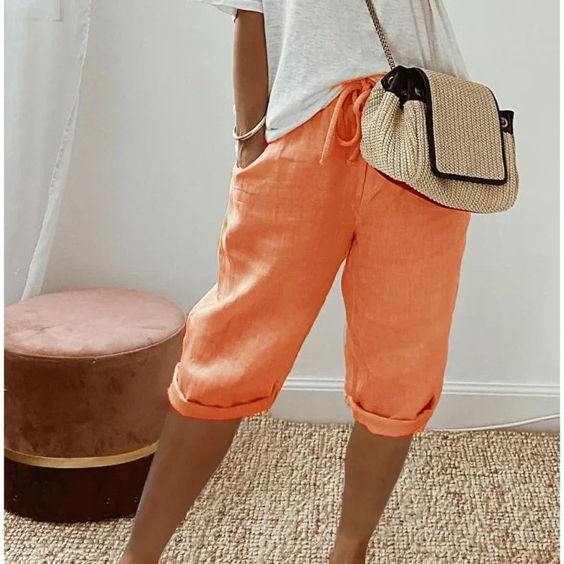 Dames Linnen Short Korte Broek Dames Casual Zomer Shorts