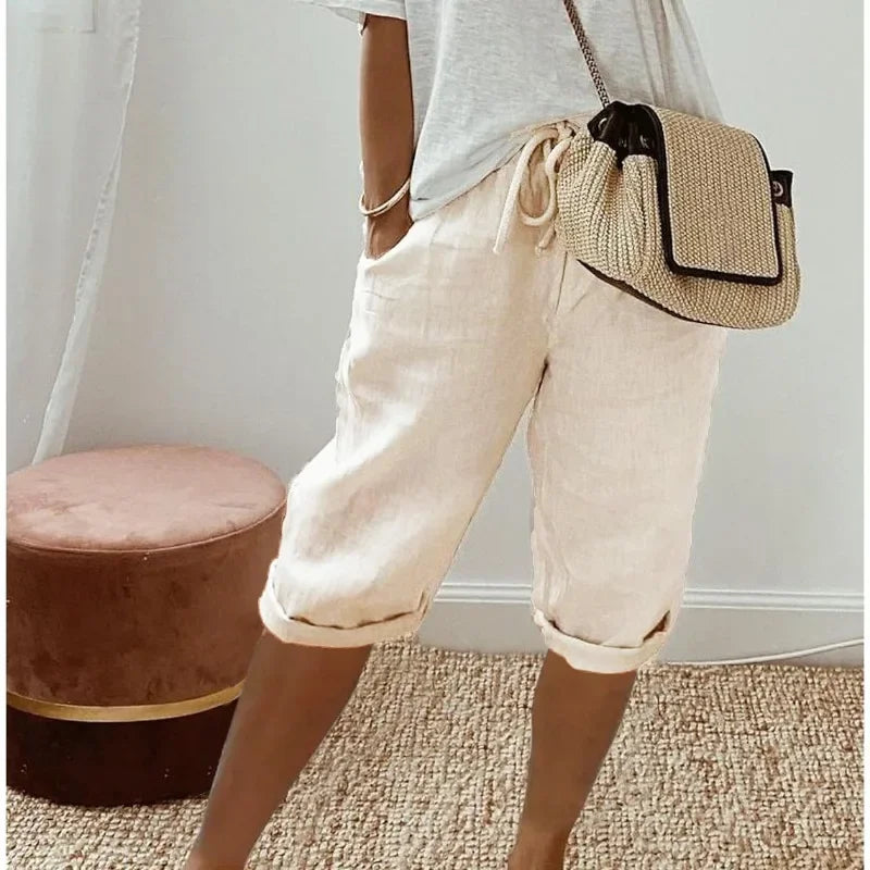 Dames Linnen Short Korte Broek Dames Casual Zomer Shorts