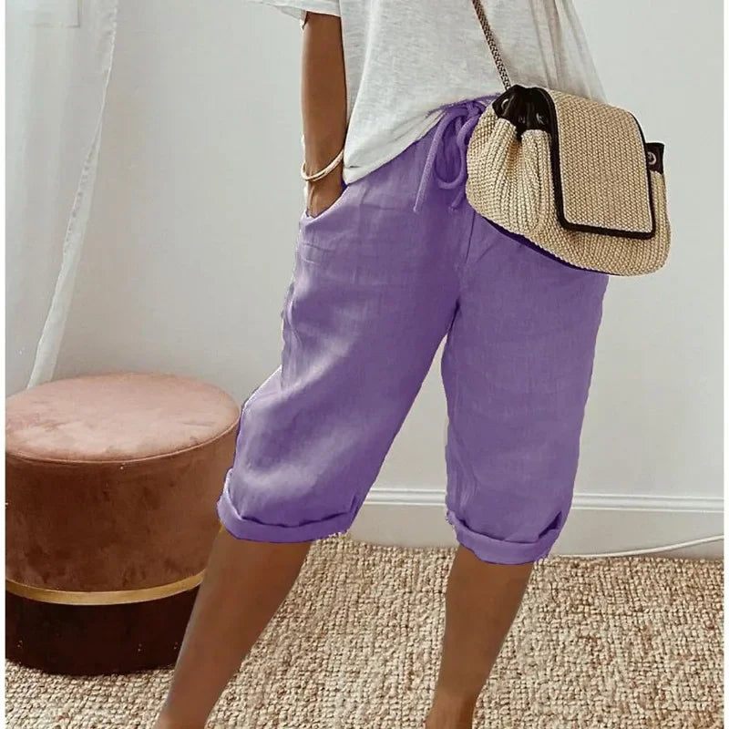 Dames Linnen Short Korte Broek Dames Casual Zomer Shorts