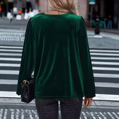 Dames Top Watervalhals Elegant Lange Mouwen Chique Blouse
