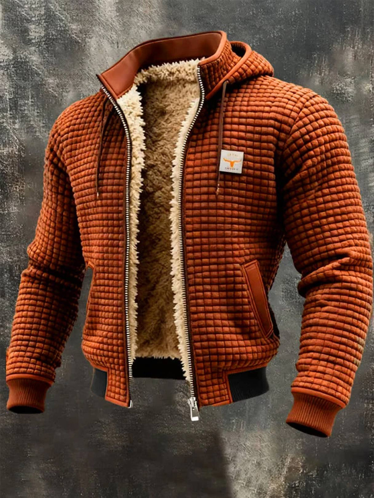 Heren Jack met Sherpa Voering - Gewafeld Retro Outdoor Jack met Rits