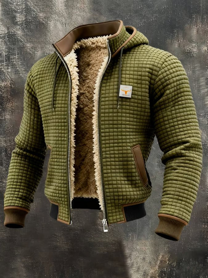 Heren Jack met Sherpa Voering - Gewafeld Retro Outdoor Jack met Rits