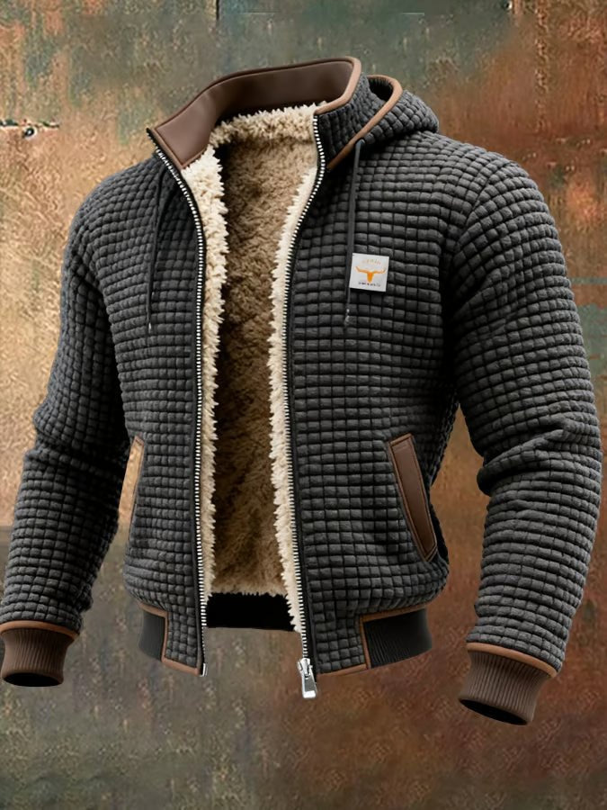 Heren Jack met Sherpa Voering - Gewafeld Retro Outdoor Jack met Rits