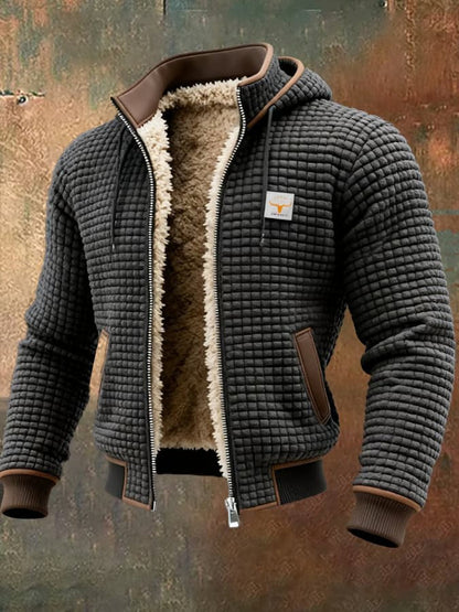 Heren Jack met Sherpa Voering - Gewafeld Retro Outdoor Jack met Rits