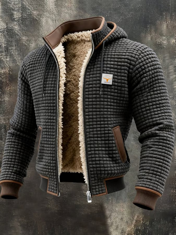 Heren Jack met Sherpa Voering - Gewafeld Retro Outdoor Jack met Rits