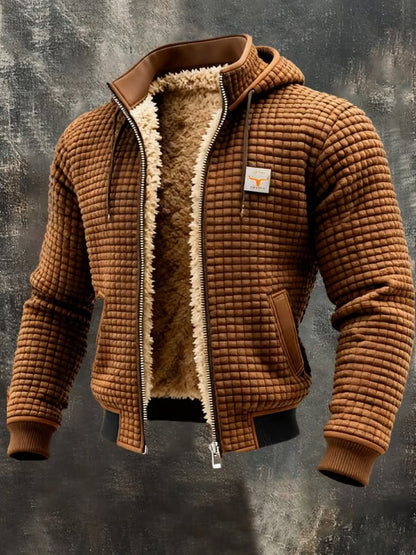 Heren Jack met Sherpa Voering - Gewafeld Retro Outdoor Jack met Rits