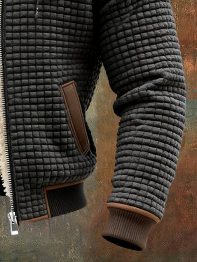 Heren Jack met Sherpa Voering - Gewafeld Retro Outdoor Jack met Rits