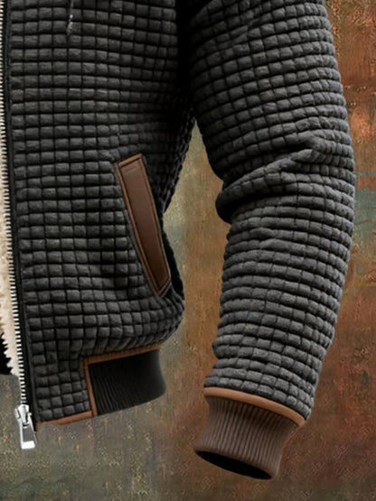 Heren Jack met Sherpa Voering - Gewafeld Retro Outdoor Jack met Rits