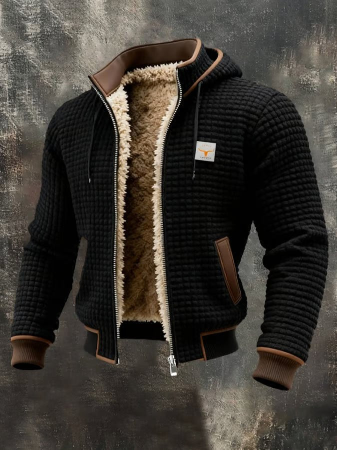 Heren Jack met Sherpa Voering - Gewafeld Retro Outdoor Jack met Rits