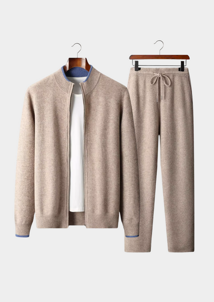 Luxe Heren Loungewear Set – Gebreid, Ritssluiting & Comfortabele Pasvorm