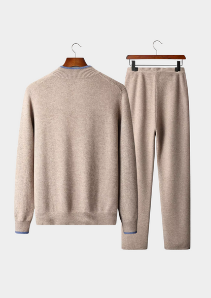 Luxe Heren Loungewear Set – Gebreid, Ritssluiting & Comfortabele Pasvorm