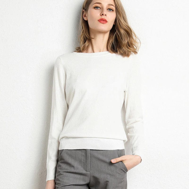 Dames Trui Ronde Hals Gebreide Trui Elegante Dames Trui