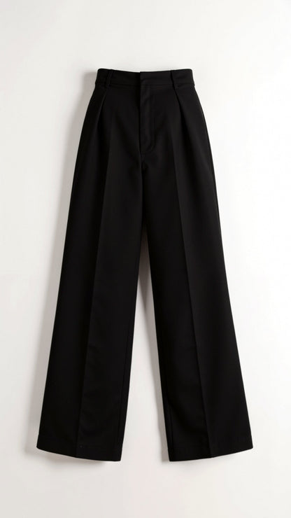 Dames Wide-Leg Pantalon – Hoge Taille Met Plooien en Zijzakken