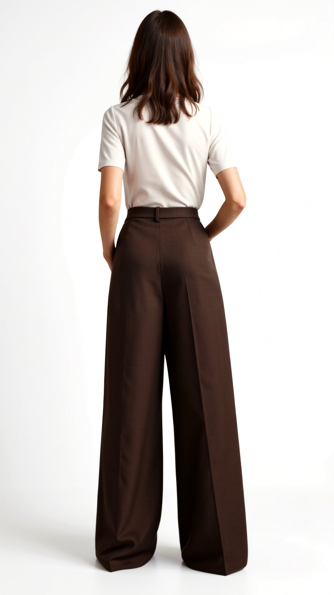 Dames Wide-Leg Pantalon – Hoge Taille Met Plooien en Zijzakken