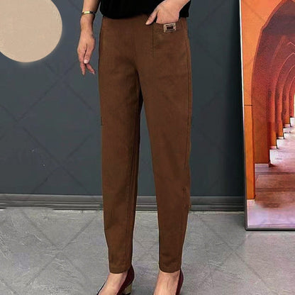 Dames Linnen Broek Stretch Elastische Casual Dames Pantalon