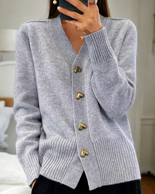 Gebreid Oversized Vest Dames – Zacht, Warm & Met Hartvormige Knopen